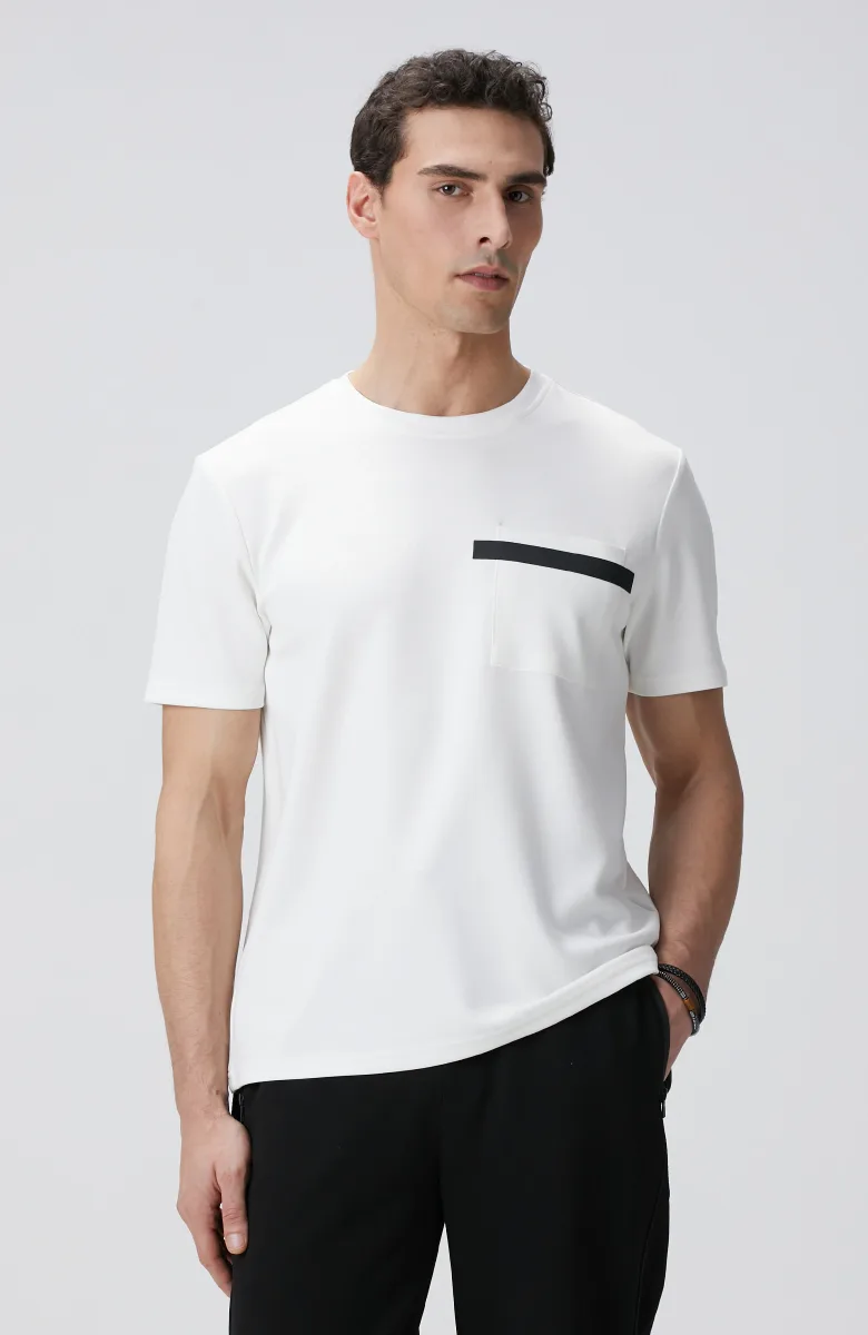Men's Crew Neck T-Shirt with White Stripe Detail