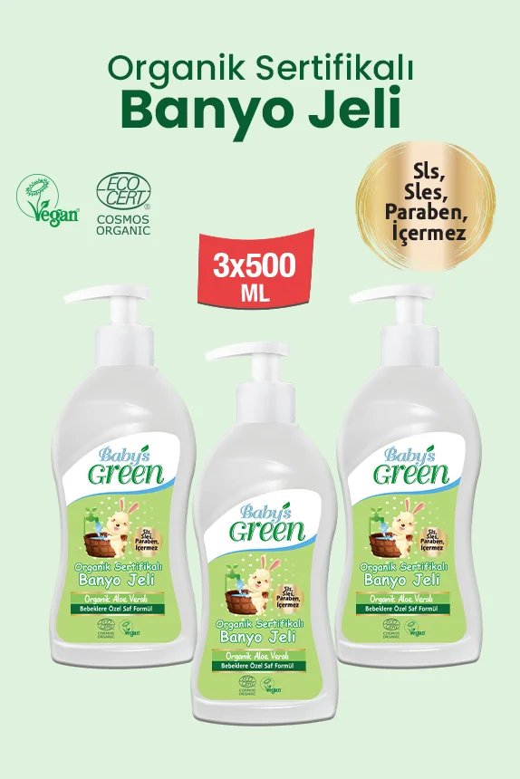 Baby Bath Gel Set Baby's Green Aloe Vera, 3 x 500 ml