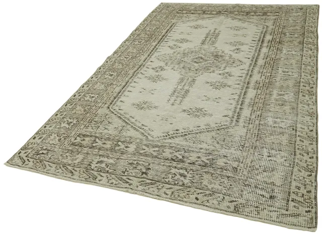 سجادة صالة بيج كريمي معتّقة - صوف منسوج يدويًا 159×277 سم