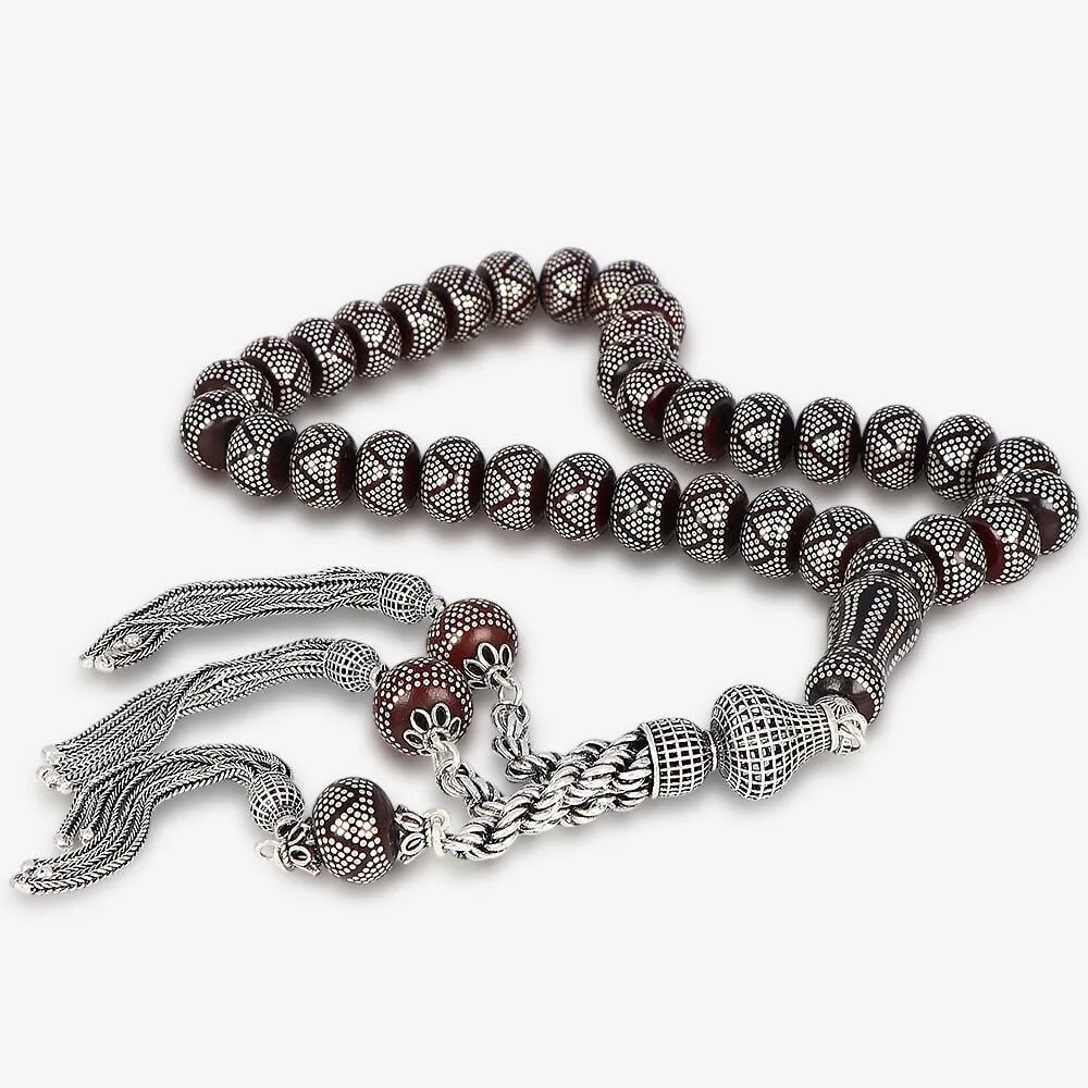 Kamil Pu handmade silver-inlaid Kuka prayer beads