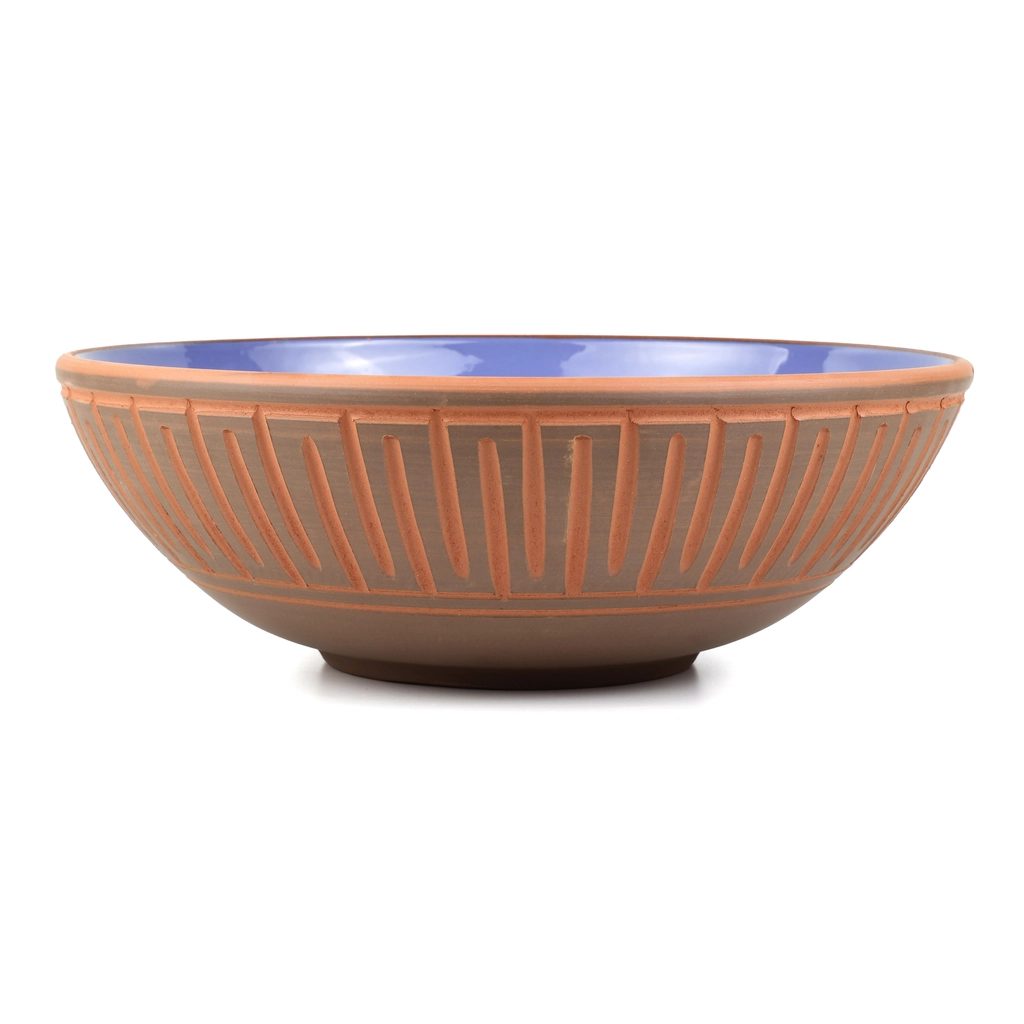 30 cm Scraped Ceramic Bowl with Vertical Pattern