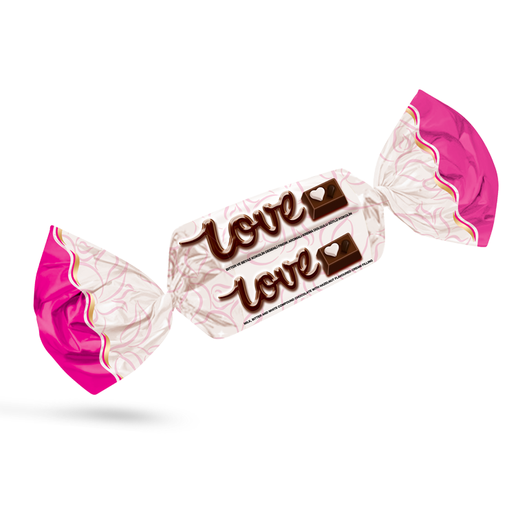 Love – كوكولين بالحليب بحشوة كريمة البندق ومنقوش بالشوكولاتة الداكنة والبيضاء - Tayas
