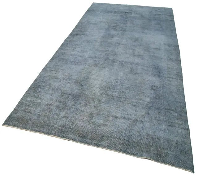 Grey-Blue Dark Grey Vintage Tabriz Living Room Rug - Wool Handwoven 152x331 cm