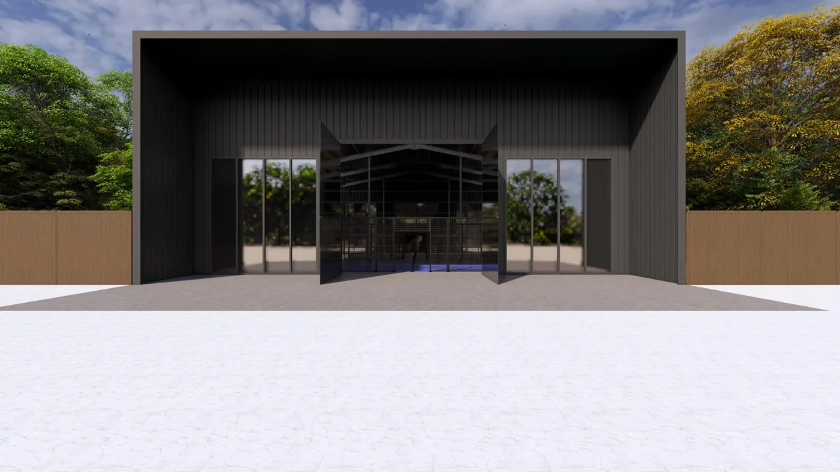 Sandwich panel fully covered padel court