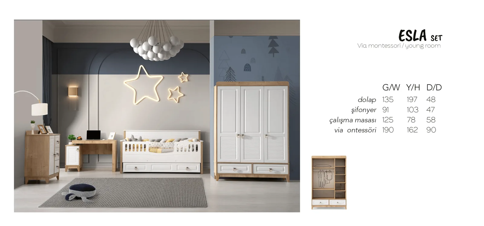 Esla Via Montessori kids room set