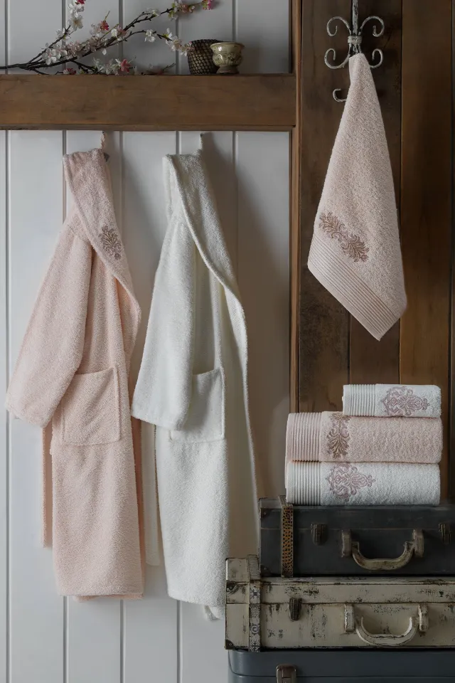 Elart Oscar Family Bathrobe Set Embroidered 6 Pieces Cappuccino
