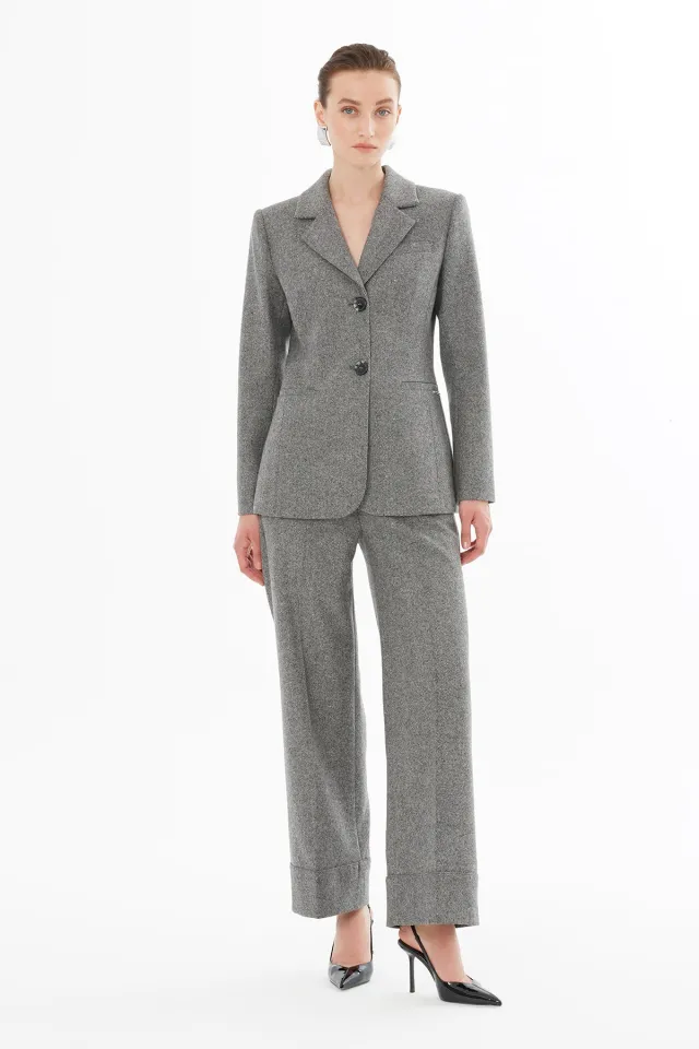 High Waist Piped-Leg Trousers