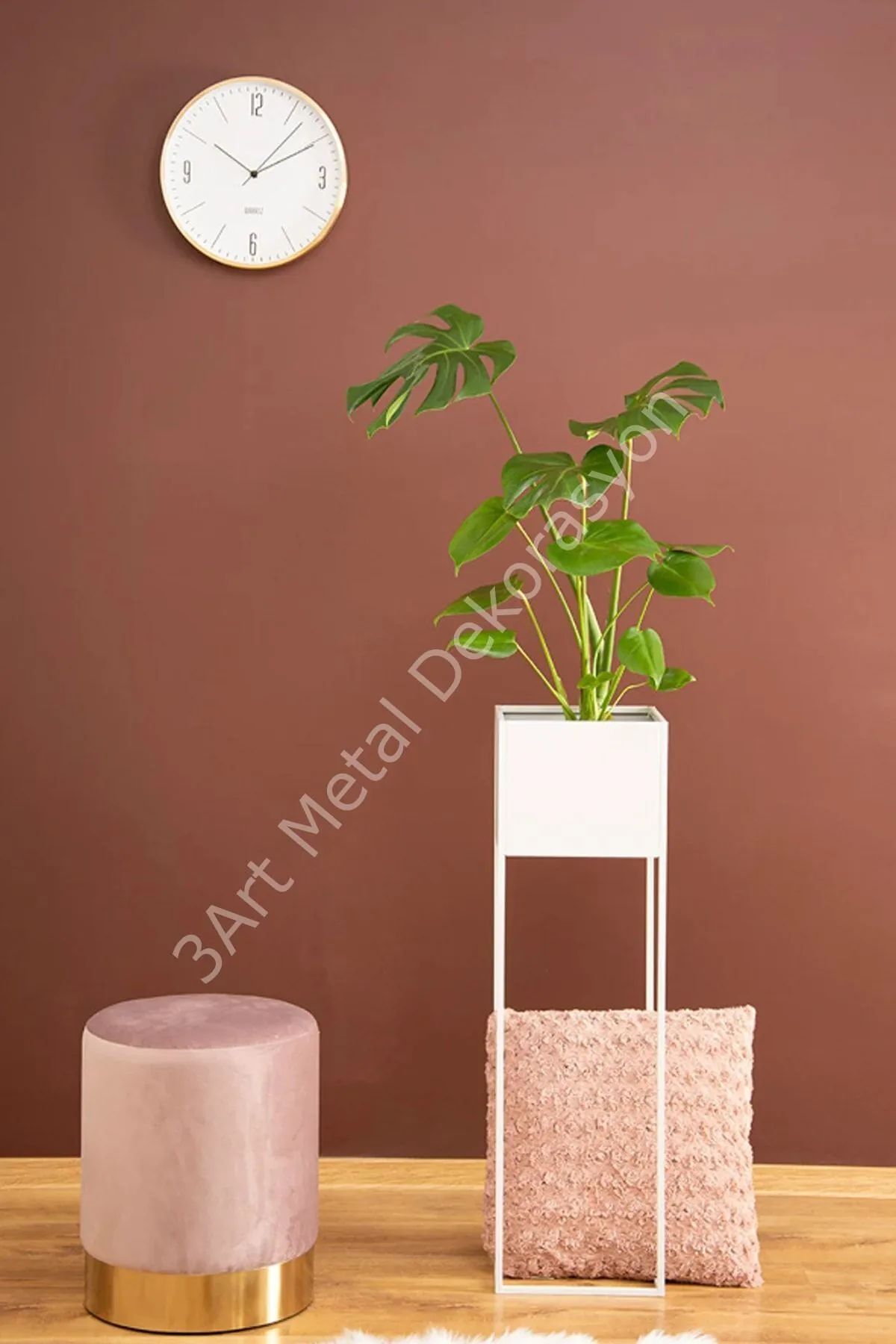 White metal plant stand set 3 pieces