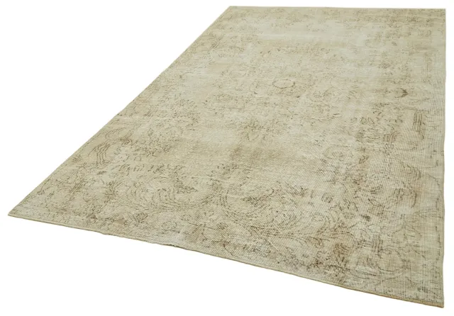 Beige Brown Distressed Bedroom Rug - Wool Hand-Woven 6 m² 184x308 cm