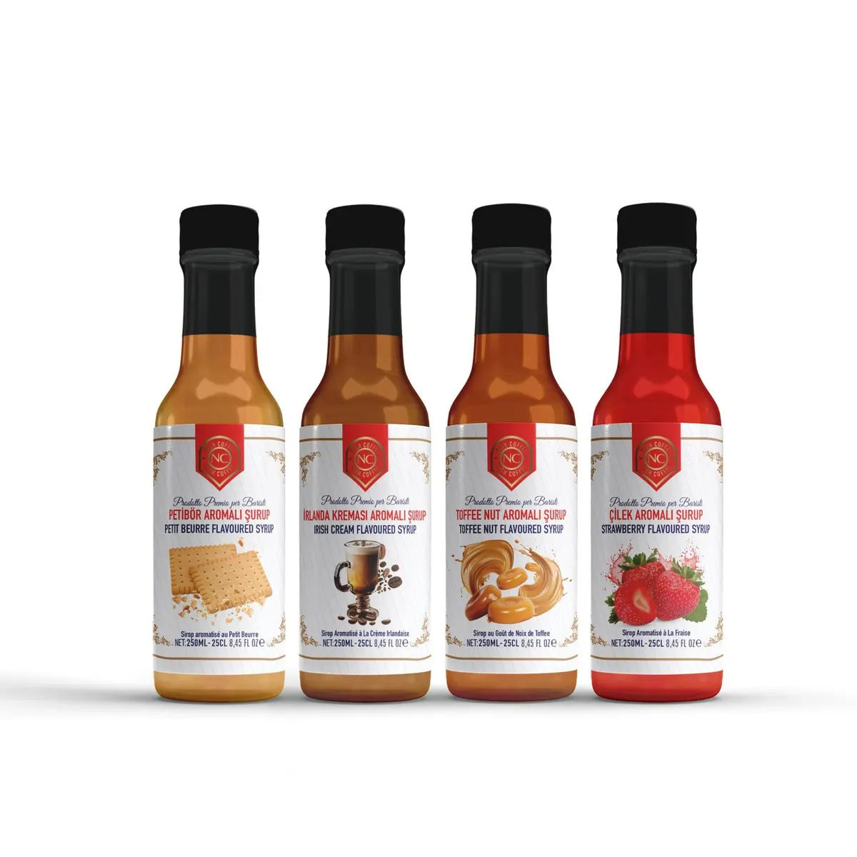 Nish Petibor, Irish Cream, Toffee Nut, Strawberry Flavored Syrup 4