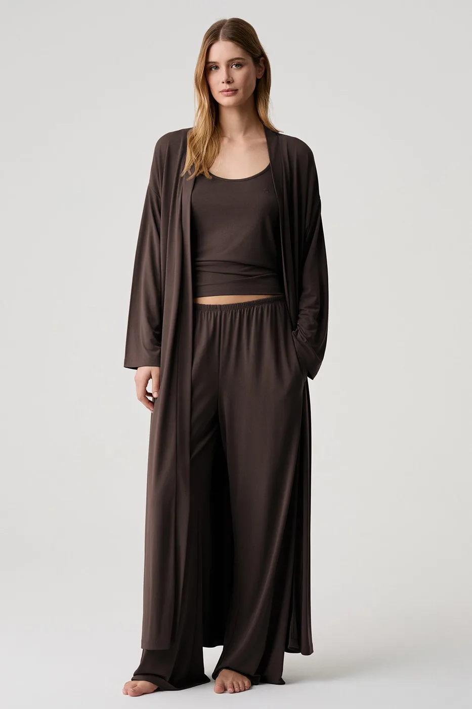 Relaxed Fit Flowing Three-Piece Robe Set