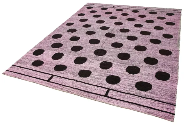 Lilac Dark Brown Modern Geometric Living Room Rug - Hand-Woven Wool 6 m² 200x283 cm