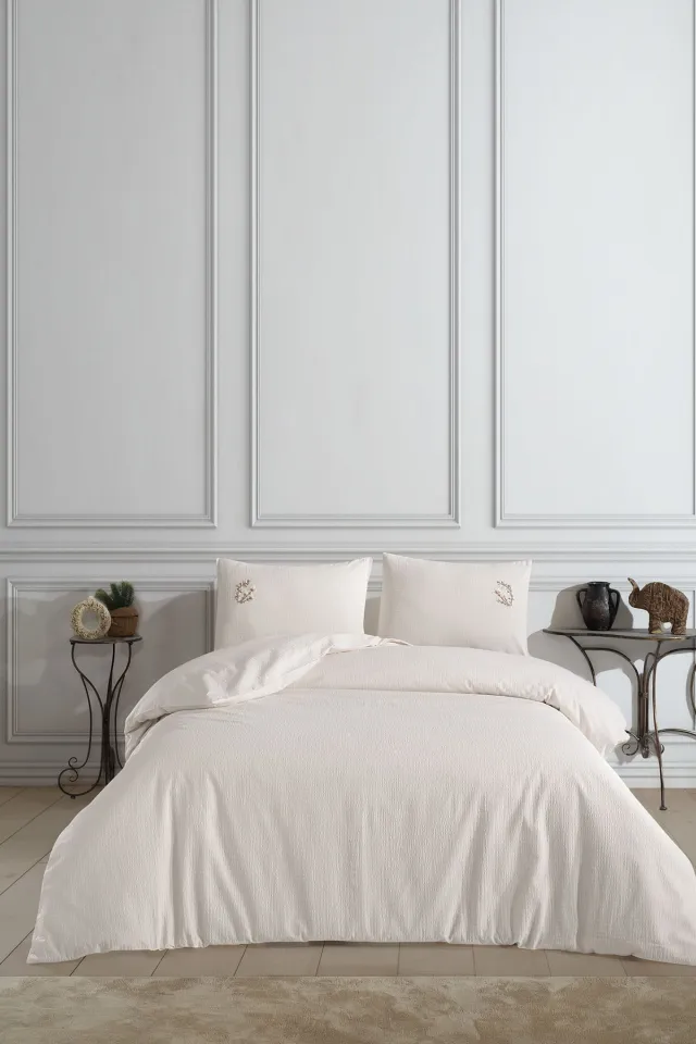 Elart Sofia Embossed Duvet Cover Set Double (200x220 cm) Cream