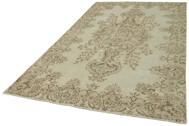 Beige Brown Vintage Bedroom Rug - Wool 168x298 cm