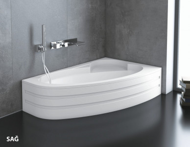 Right Left Asymmetrical Oval Mini Bathtub with Seat-1