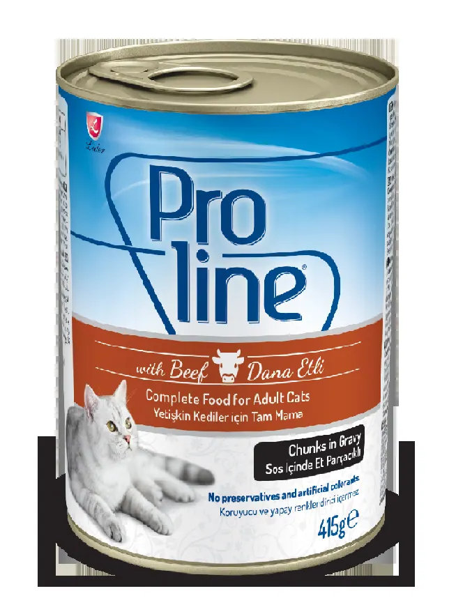 Proline with beef adult cat food can