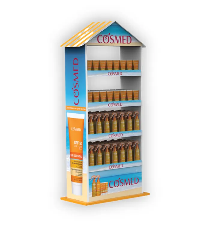 Wooden Display Stand with Header & Shelves (AHS 26-16)