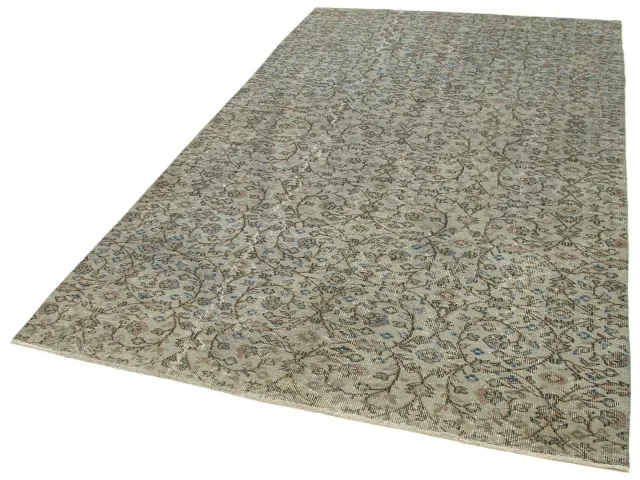Light Beige and Brown Distressed Bedroom Rug - Handwoven Wool 158x265 cm
