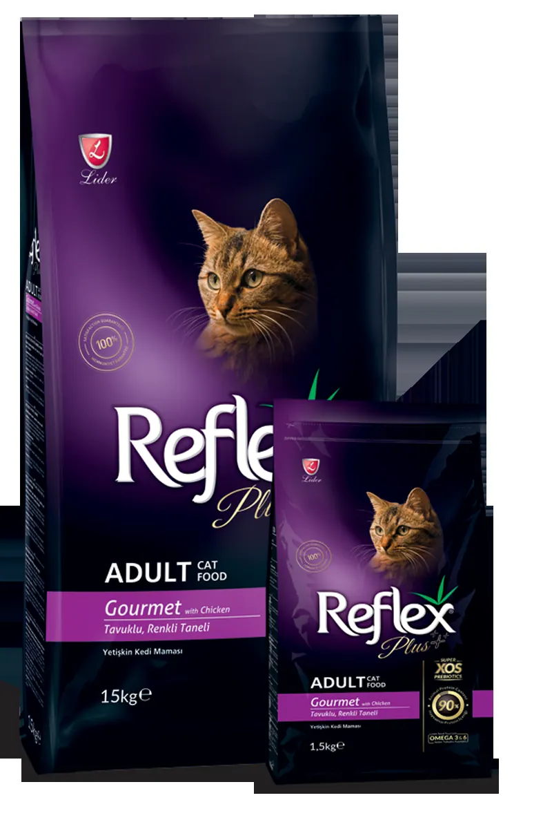 Reflex بلس بالدجاج بحبيبات ملونة طعام قطط بالغة