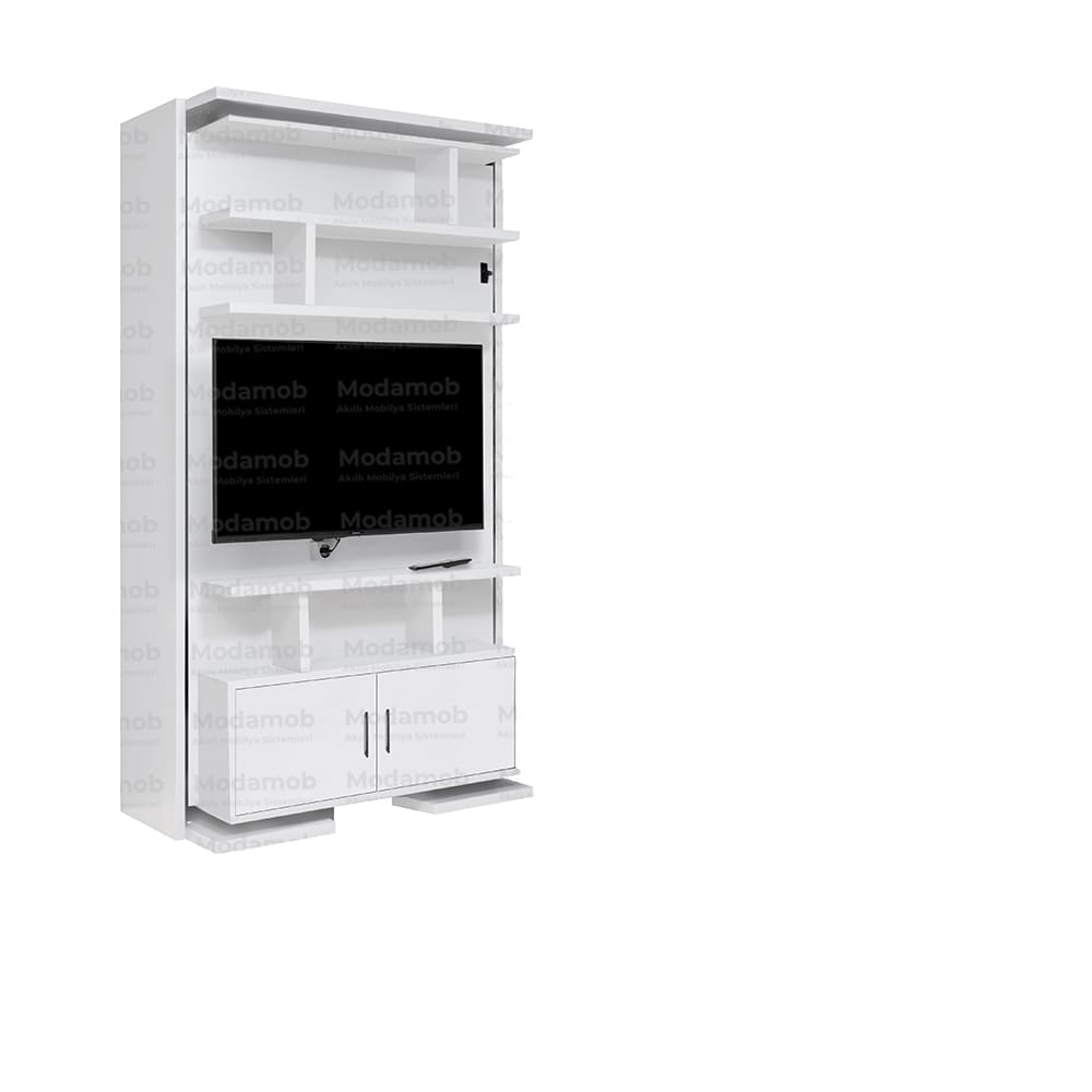 Istanbul Single Swivel Wall Bed with TV Unit and Cover - 90x200 / Anthracite