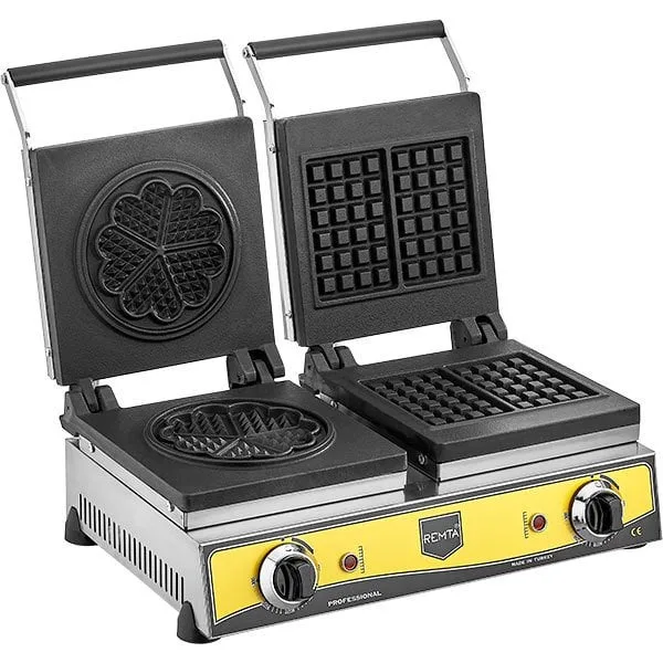 Double square+flower electric waffle machine 16 cm