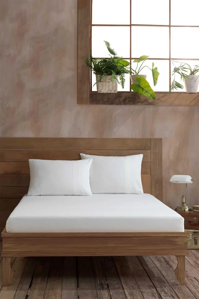 رانفورس فيتد فردي شرشف قطني (100x200سم) كريمي Elart
