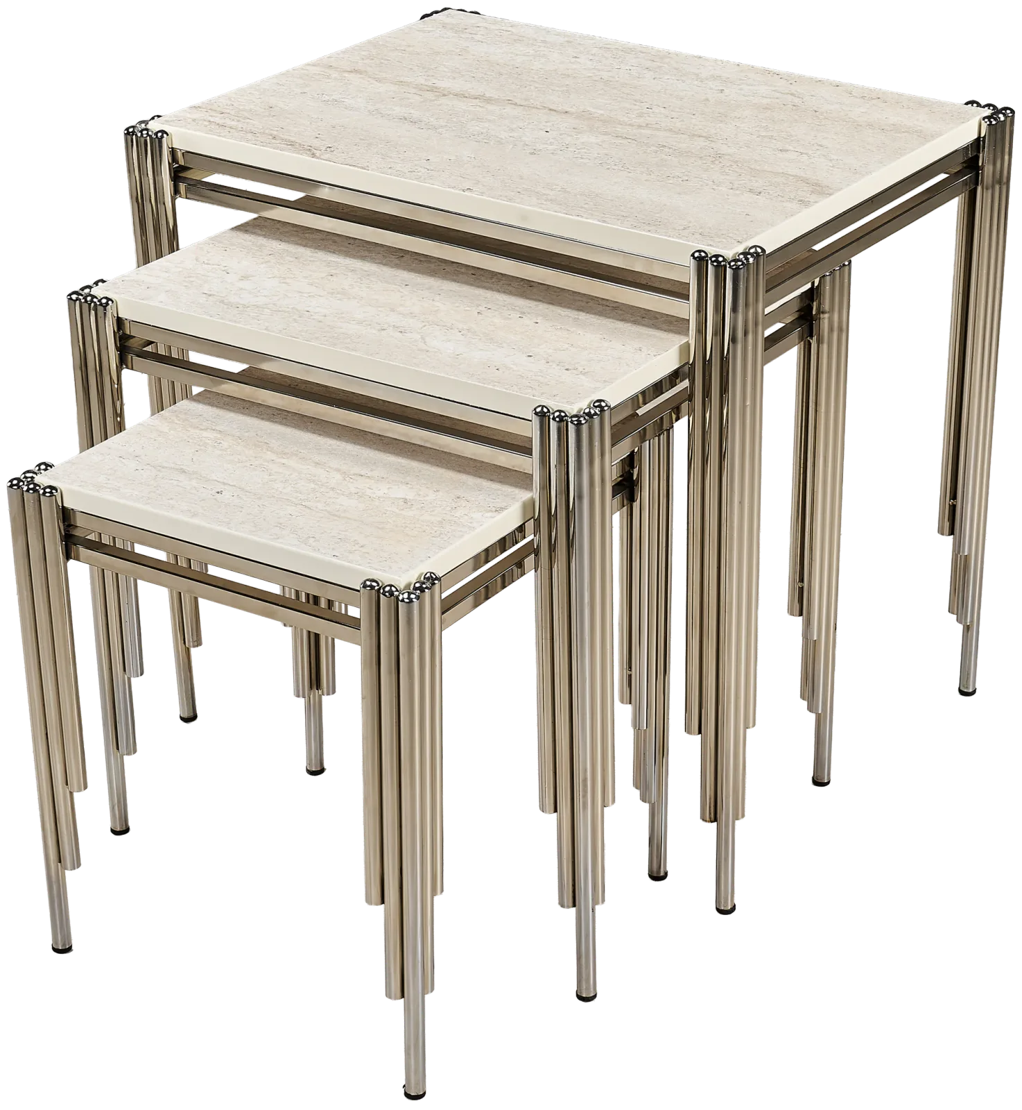 Square Piano Nested Side Table Travertine