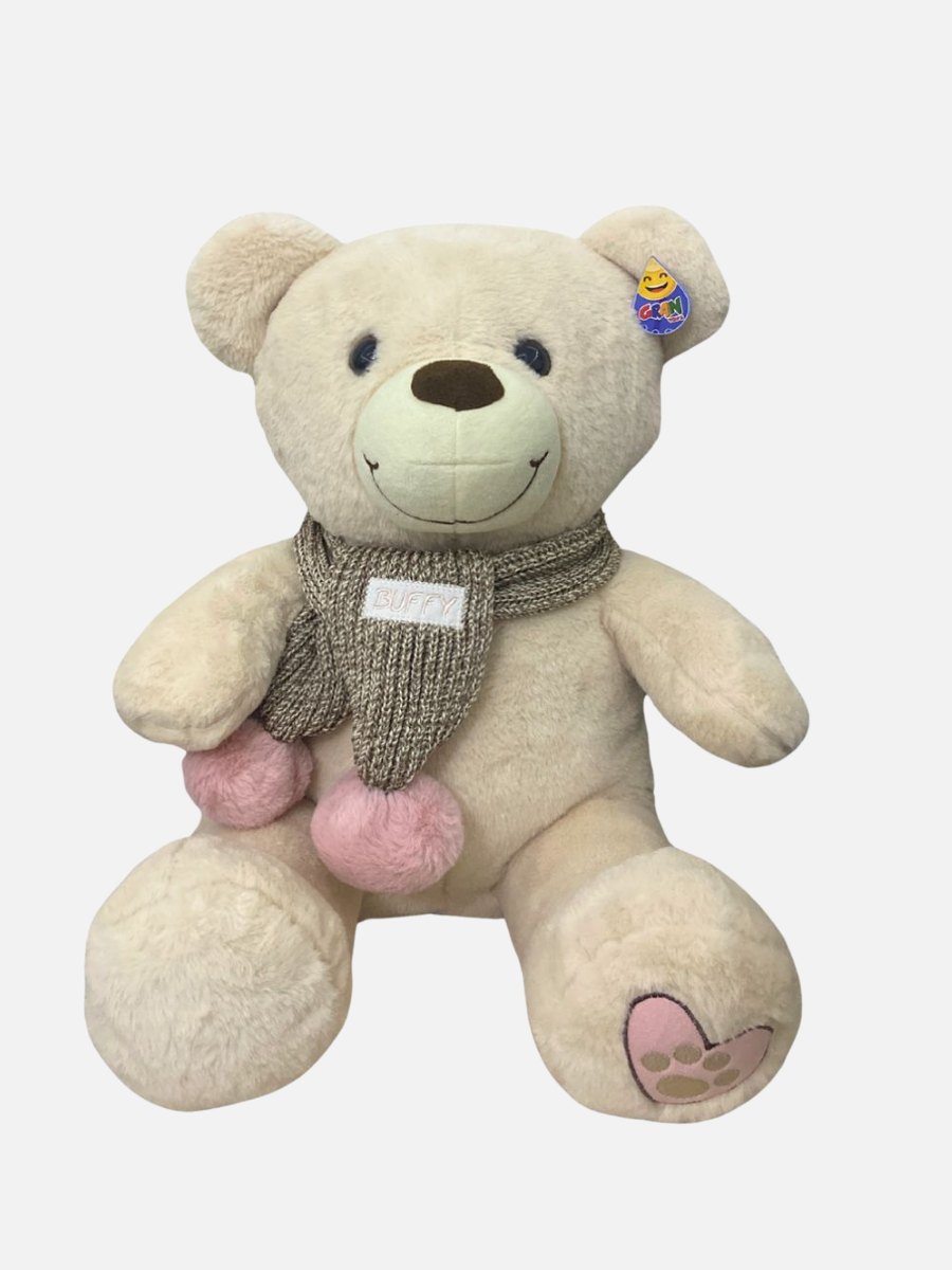 Buffy Scarf Plush Teddy Bear - Ecru