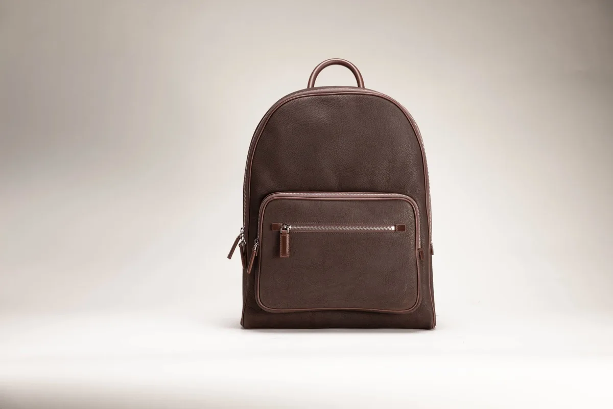Leather adventure backpack