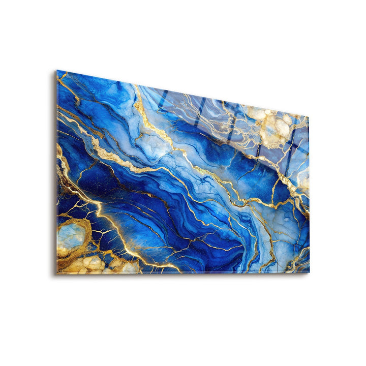 Glass Wall Art of Blue Currents