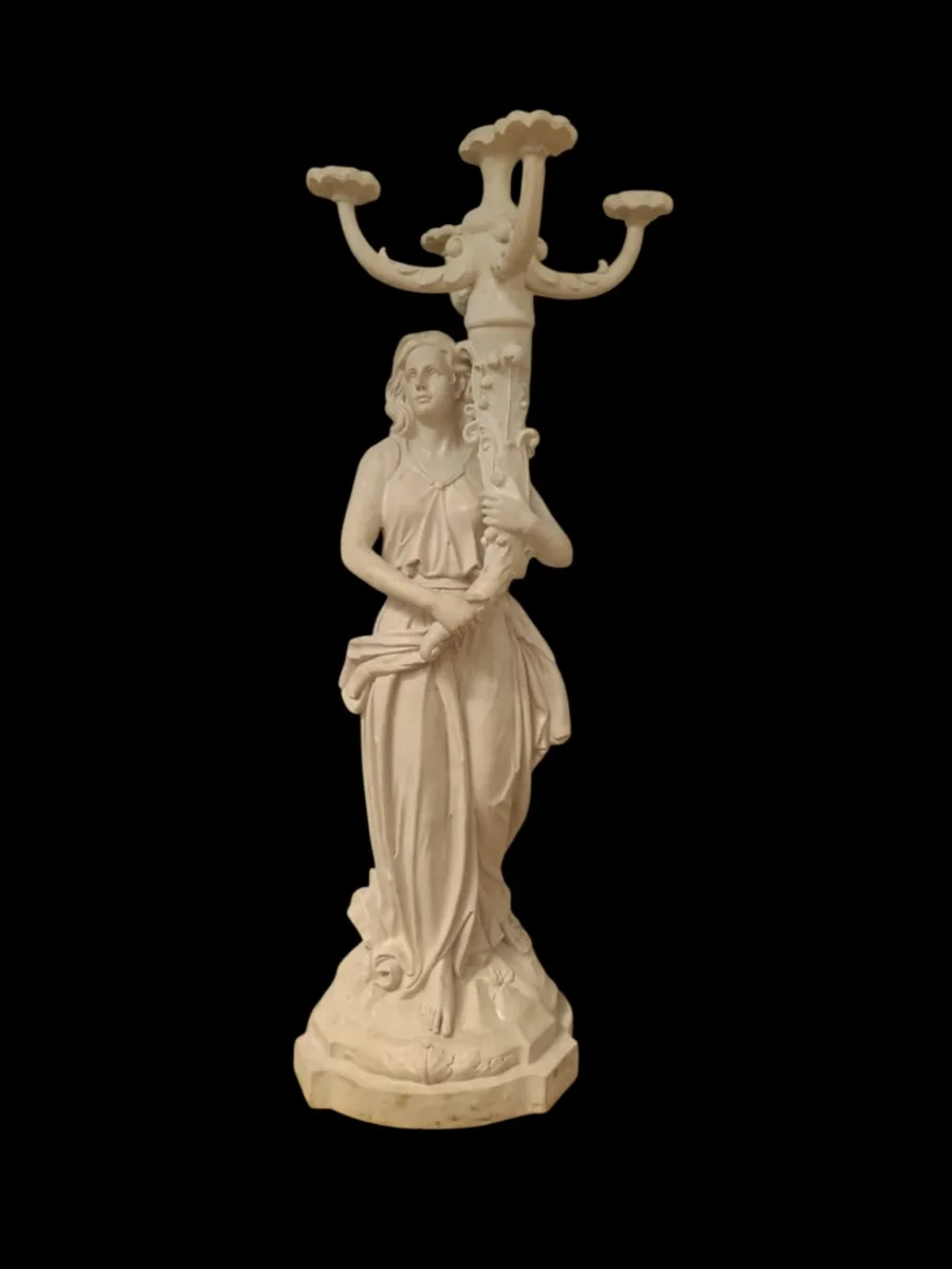 Roman woman statue with candelabra 235 cm