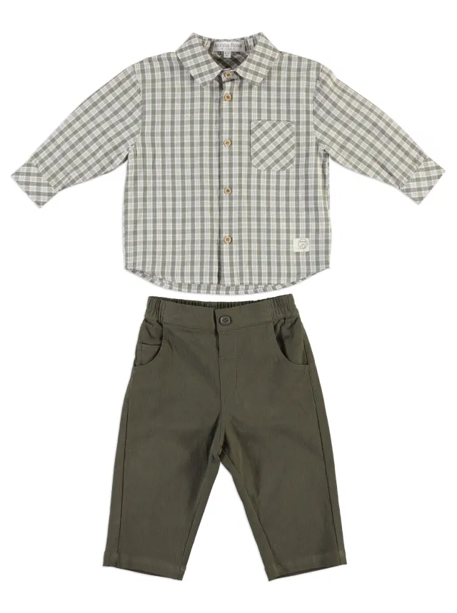 Checked shirt and trouser set for baby boys 26523