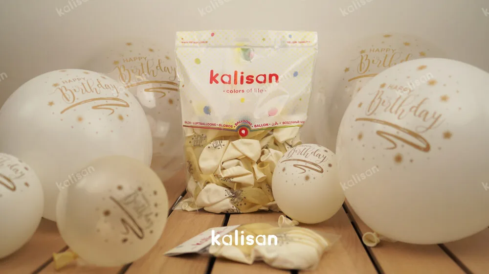 Gold Happy Birthday printed balloons