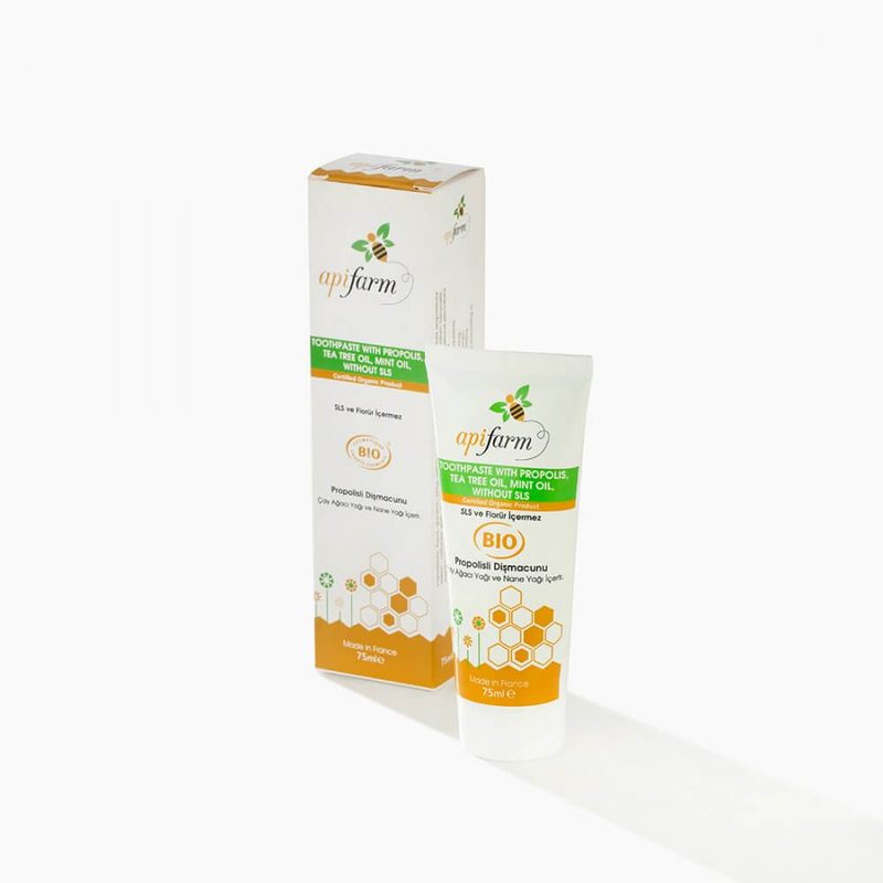 معجون أسنان Apifarm عضوي بالبروبوليس وزيت شجرة الشاي 75 مل