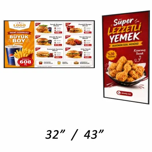 لوحة قائمة طعام LCD للمطاعم السريعة 32/43 بوصة
