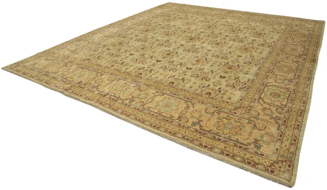 سجادة غرفة نوم بيج أحمر كلاسيكية - صوف منسوج يدويًا 370×427 سم