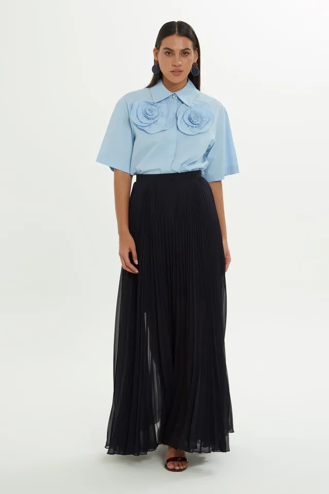 Pleated Skirt with Back Zipper