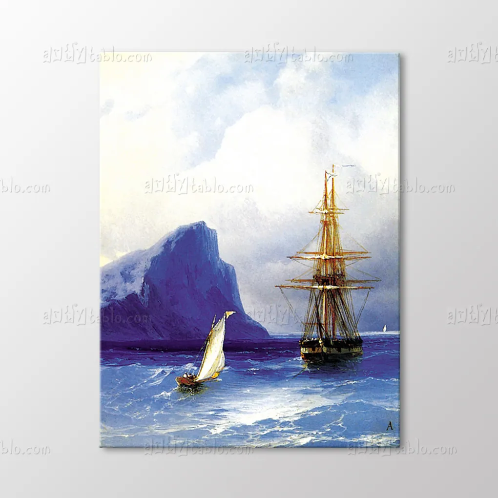 Rus Gemisine Yaklasan Yelkenli Tablo canvas wall art