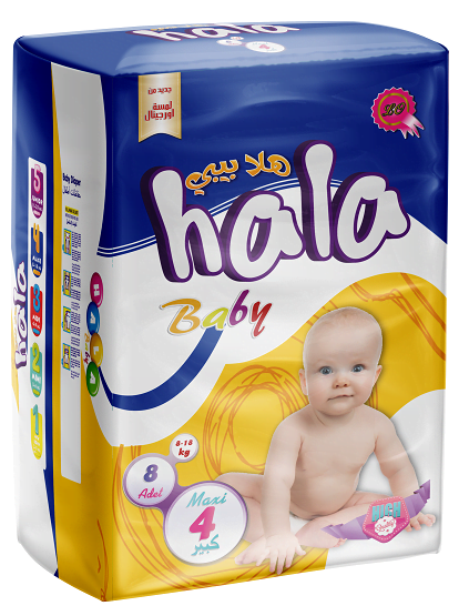 حفاضات هلا بيبي ماكسي مقاس 4، عبوة 8 قطع