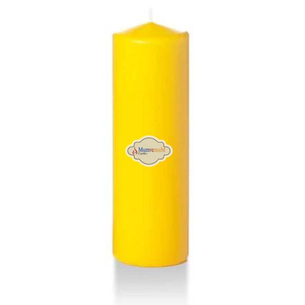 Wholesale 24 Pieces Yellow Cylinder Log Candle 5x18 cm