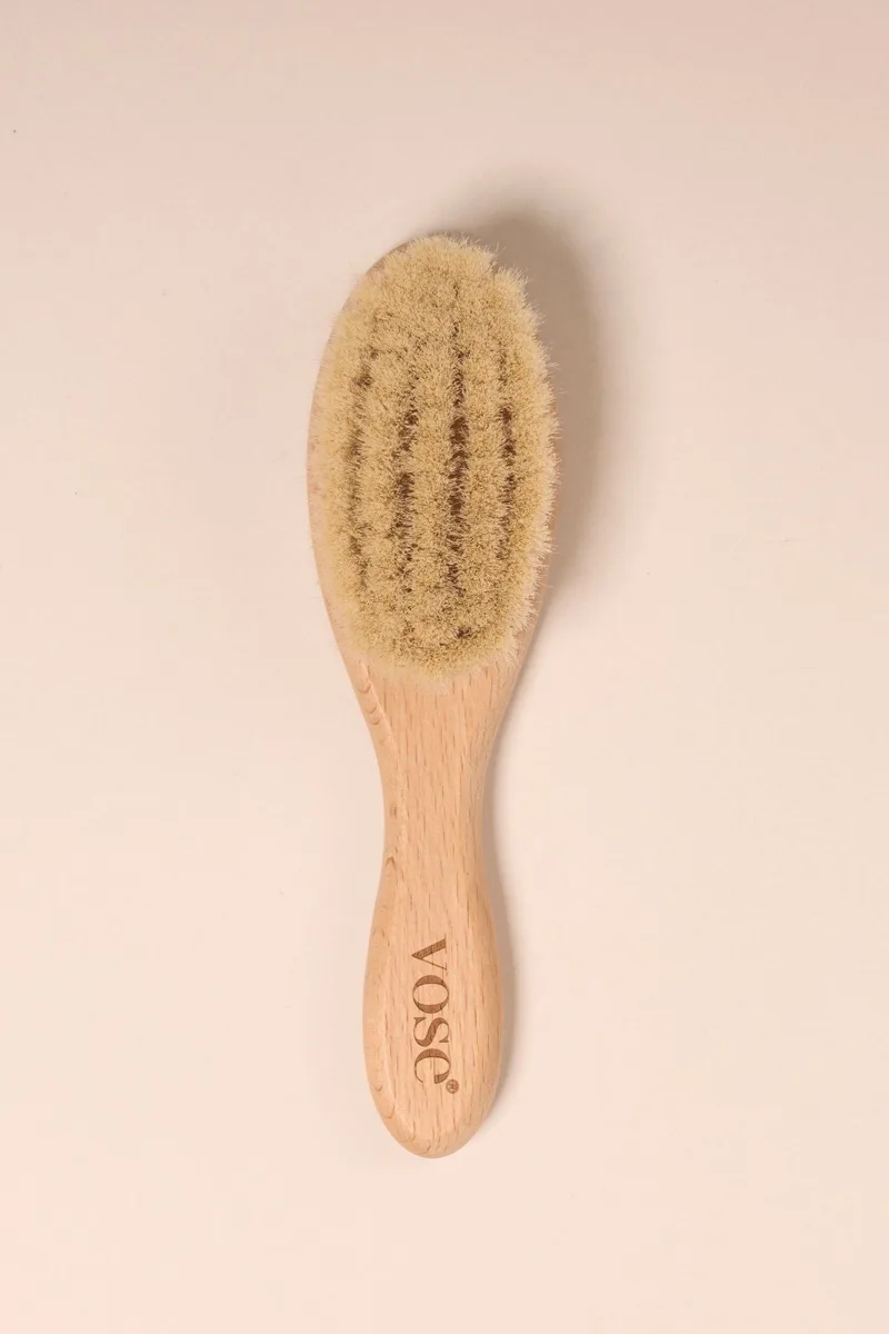Soft wooden baby hair brush, goat hair (0 months+)