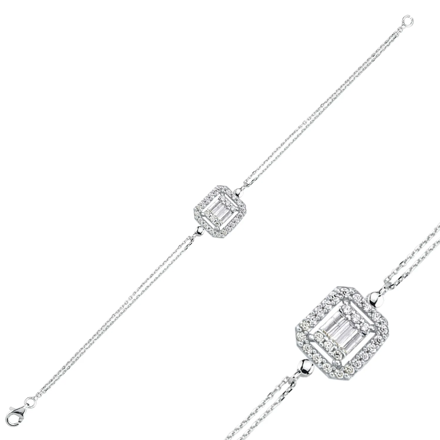 سوار ذهب أبيض بحجر باغيت TZT646BL-37-W