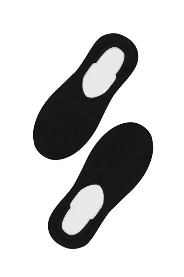 Black Cotton Ballerina Socks, Pack of Two Pairs, Closed Cut with Non-Slip Heel