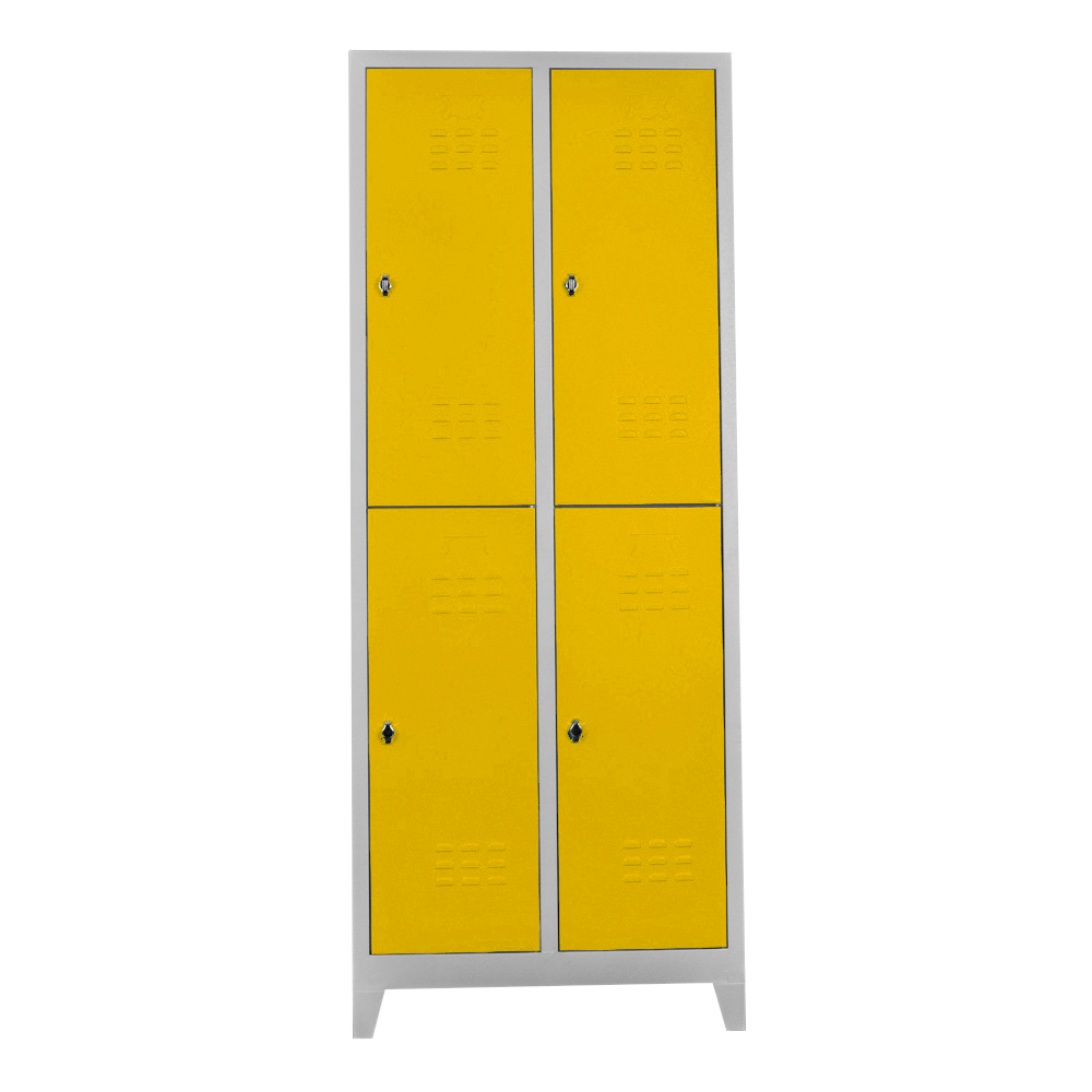 Eco 4-Compartment Changing Locker, Gray-Yellow