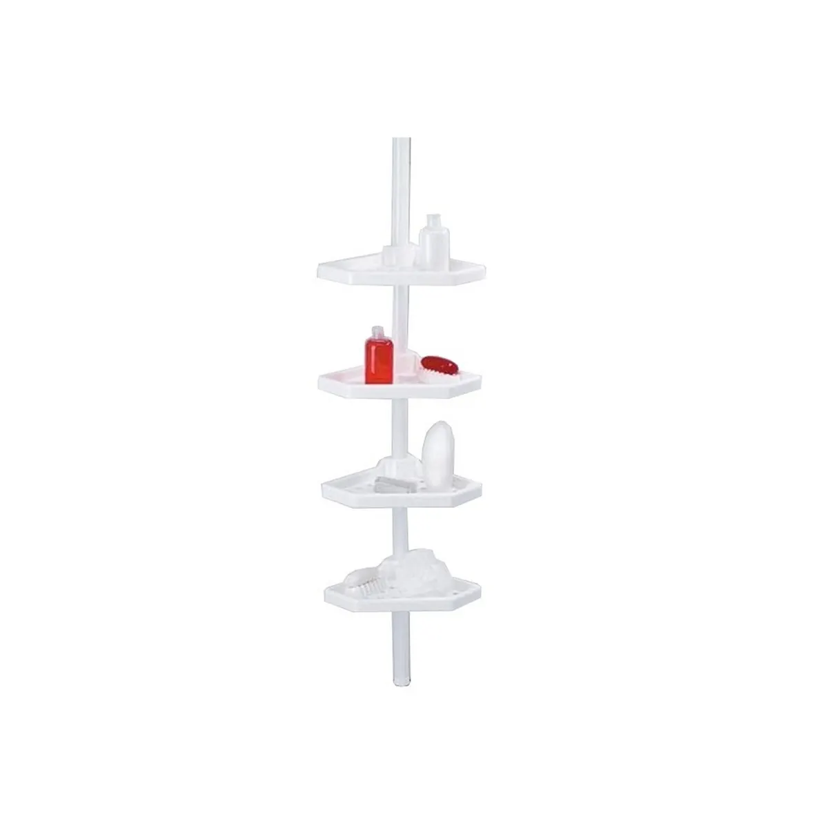 Spring-Loaded Bathroom Corner Shelf Set – White