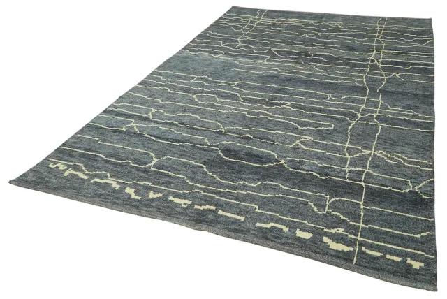 Smoke Gray Cream Modern Living Room Rug - Wool Handwoven 6 m² 200x300 cm