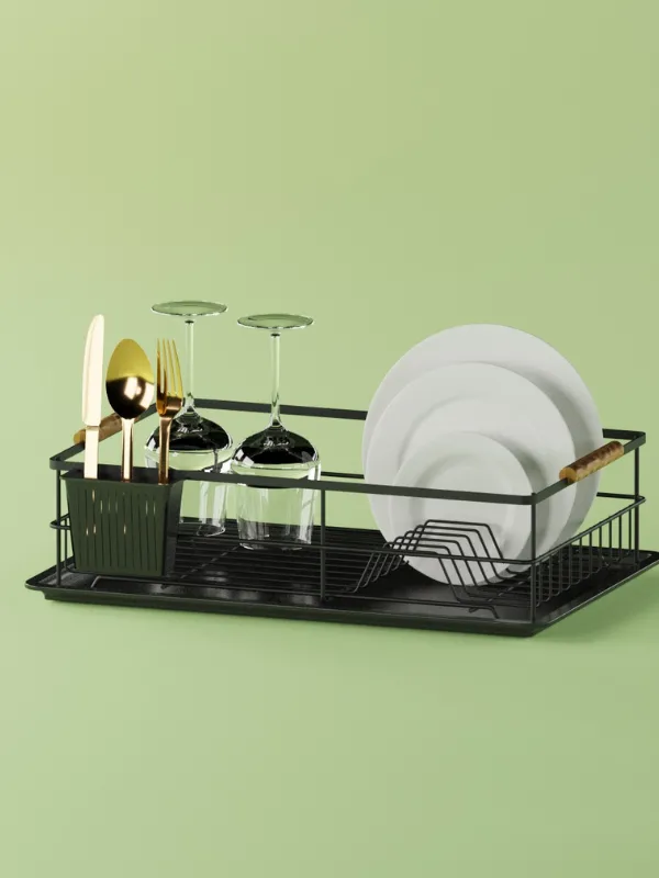 Dish Drying Rack with Wooden Handles