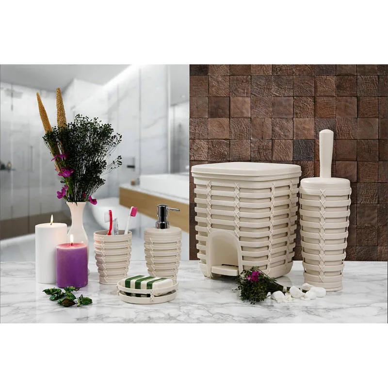 Beige Bathroom Accessory Set Primanova Palm 21681-77-O
