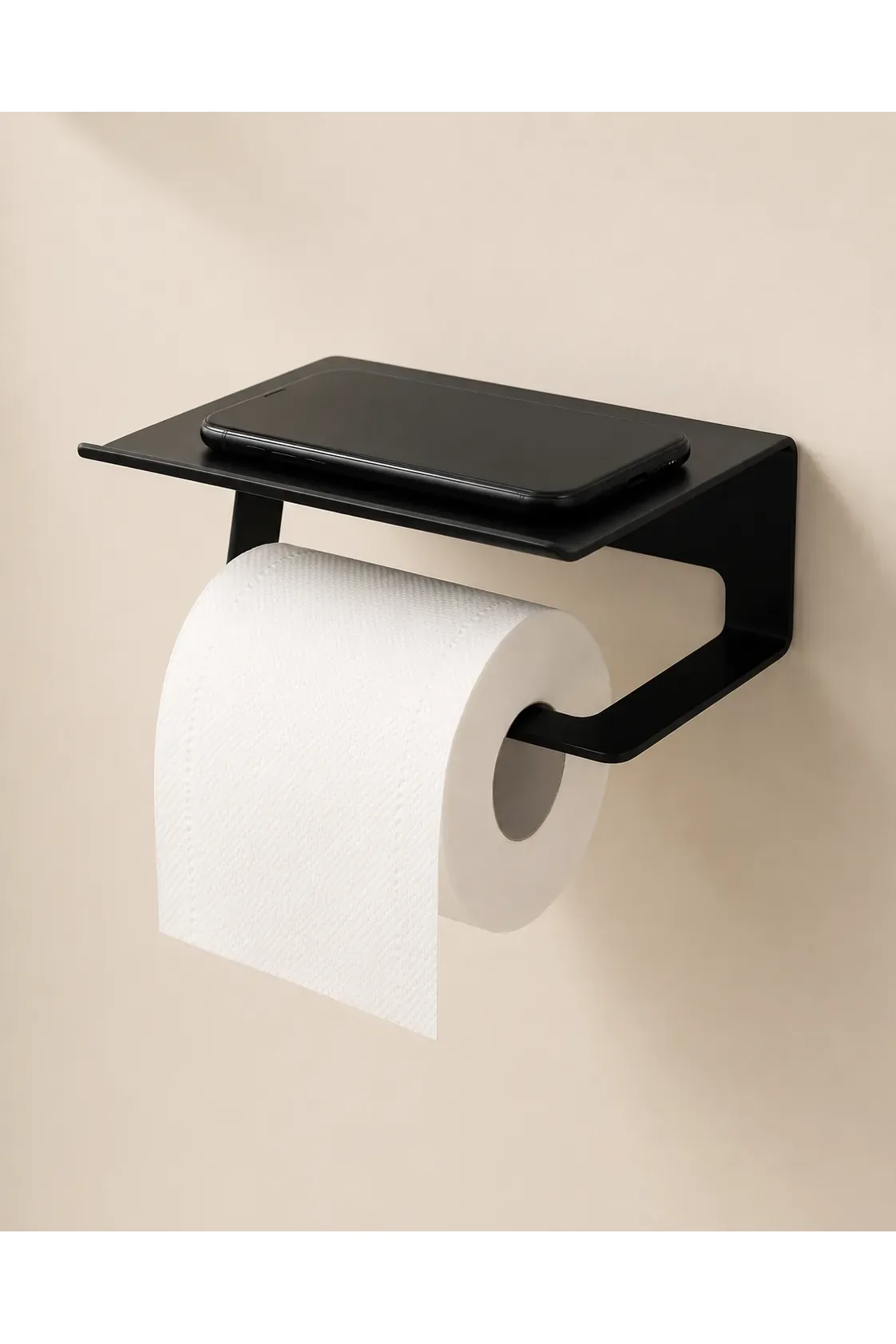 Adhesive metal toilet paper holder