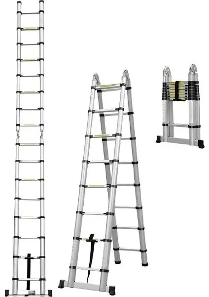 سلم ألومنيوم تلسكوبي A-Type 8+8 درجات 2,5+2,5 m